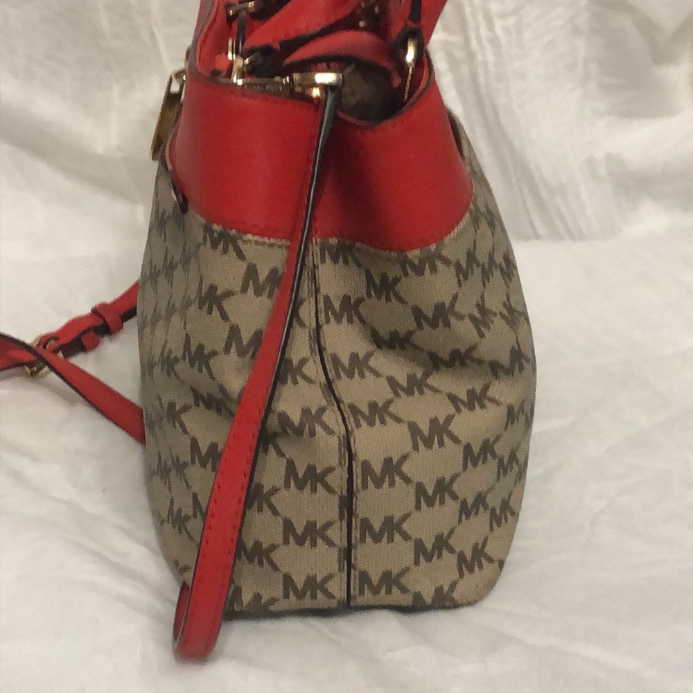 Michael Kors Hailee Red and Tan Satchel - Picture 5 of 11